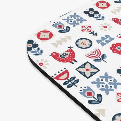 Mouse Pad, Nature Themed Mousepad, Woodland Animal Print Mousepad, Gift for Coworker, Gift for Boss, Scandinavian Folk Art, Scandi Design