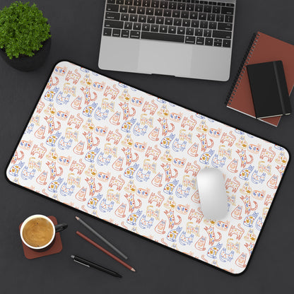 Desk Mat Scandinavian Folk Art Inspired Design, Home Office Decor, Nordic Art, Hygge, Work from Home Essentials, Scandi Cat Design