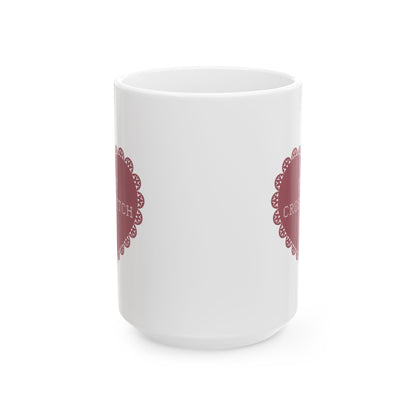 Charming Ceramic Mug for Cross Stitch Lovers with Heart Design, In My Cross Stitch Era, Gift for Her, Coffee Lover's Essential
