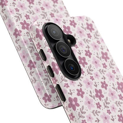 Pink Floral Tough Phone Case - iPhone 17 / 17 Air / 17 Pro Max, Samsung Galaxy S26, Google Pixel | Matte & Glossy