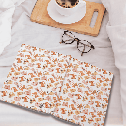 Cat Lover Gift, Hardcover Journal Notebook, Scandinavian Cat Folk Art Diary, White Elephant Gift, Secret Santa Christmas Gift for Co-workers