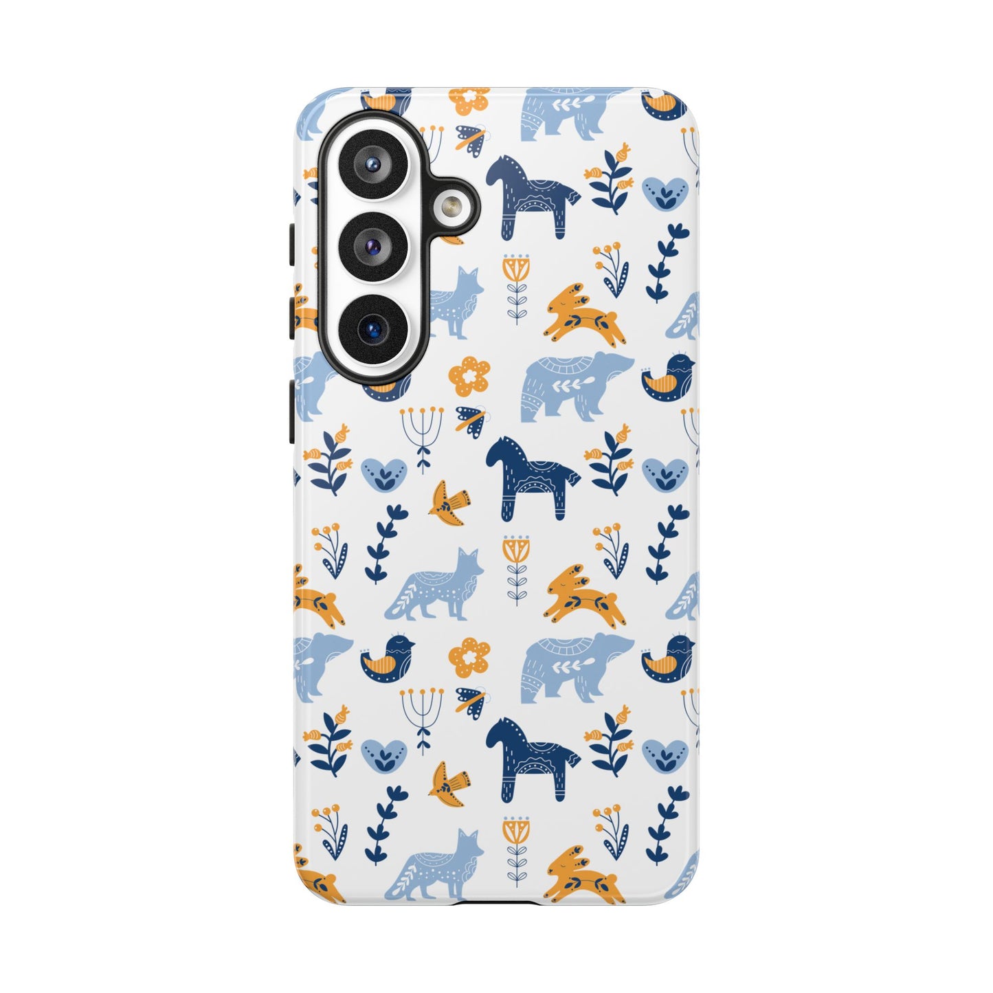 Scandinavian Animal Folk Art Phone Case - iPhone 17 Series, Samsung Galaxy S26, Google Pixel | Matte & Glossy
