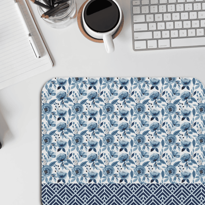 Elegant Floral Mouse Pad - Blue Roses Design, Home Office Accessories, Gift for Her, Desk Decor, Computer Mouse Mat