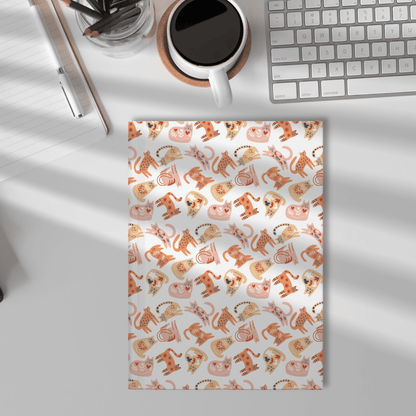 Cat Lover Gift, Hardcover Journal Notebook, Scandinavian Cat Folk Art Diary, White Elephant Gift, Secret Santa Christmas Gift for Co-workers