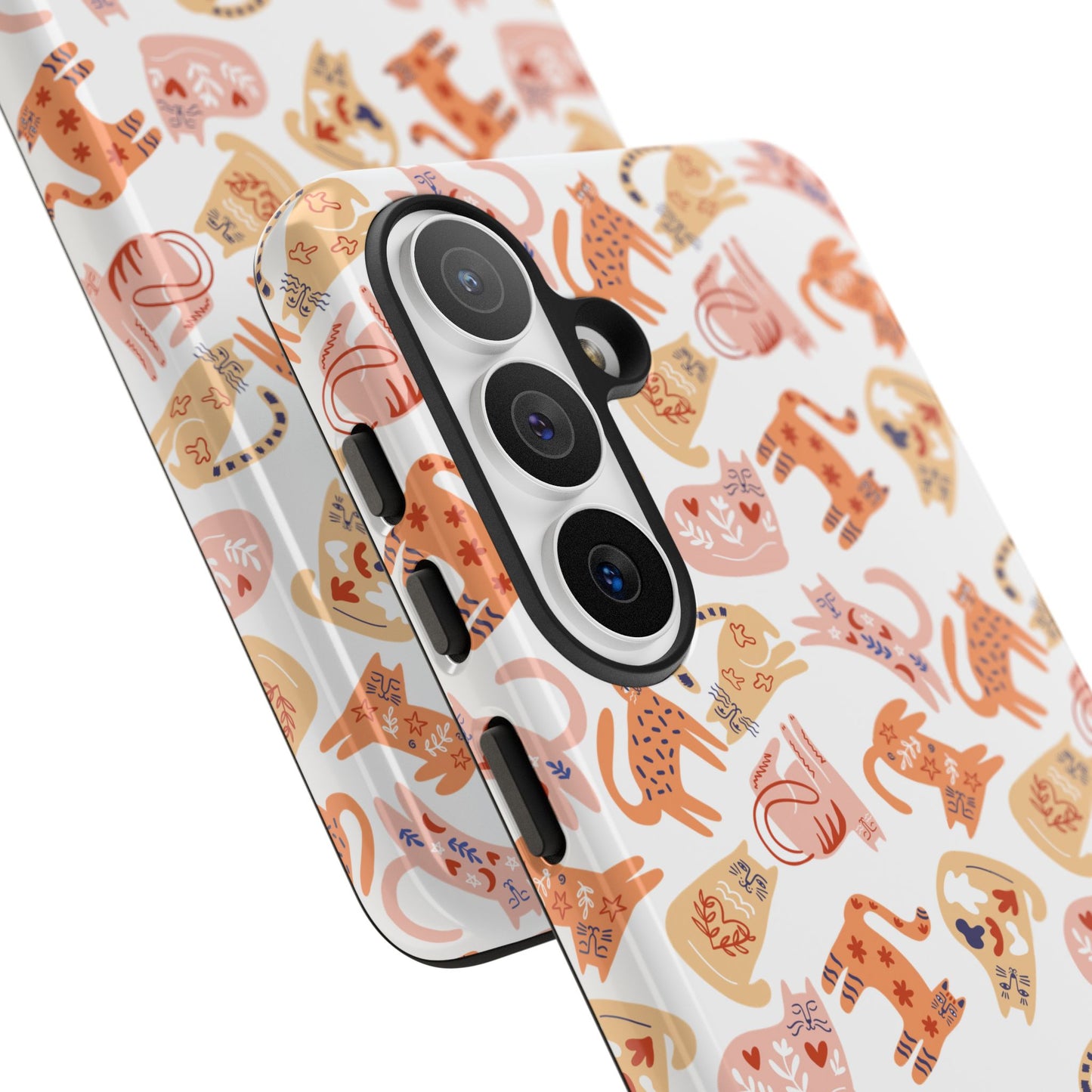 Scandinavian Folk Art Cat Phone Case - iPhone 17 / 17 Air / 17 Pro Max, Samsung Galaxy S26, Google Pixel | Matte & Glossy