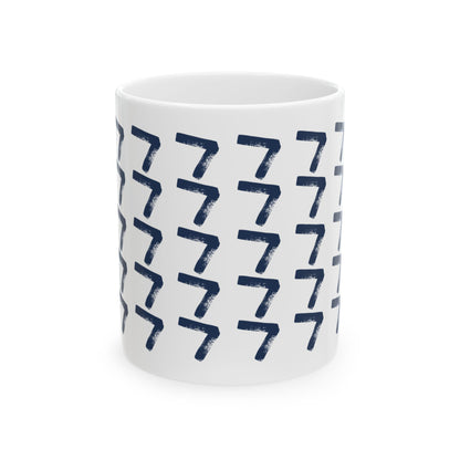 Navy Pattern Ceramic Coffee Mug, Distressed Brush Pattern Indigo Tea Cup for Home, Office, Cute Coffee Cup, Tea Lover's Mug, Unisex gift