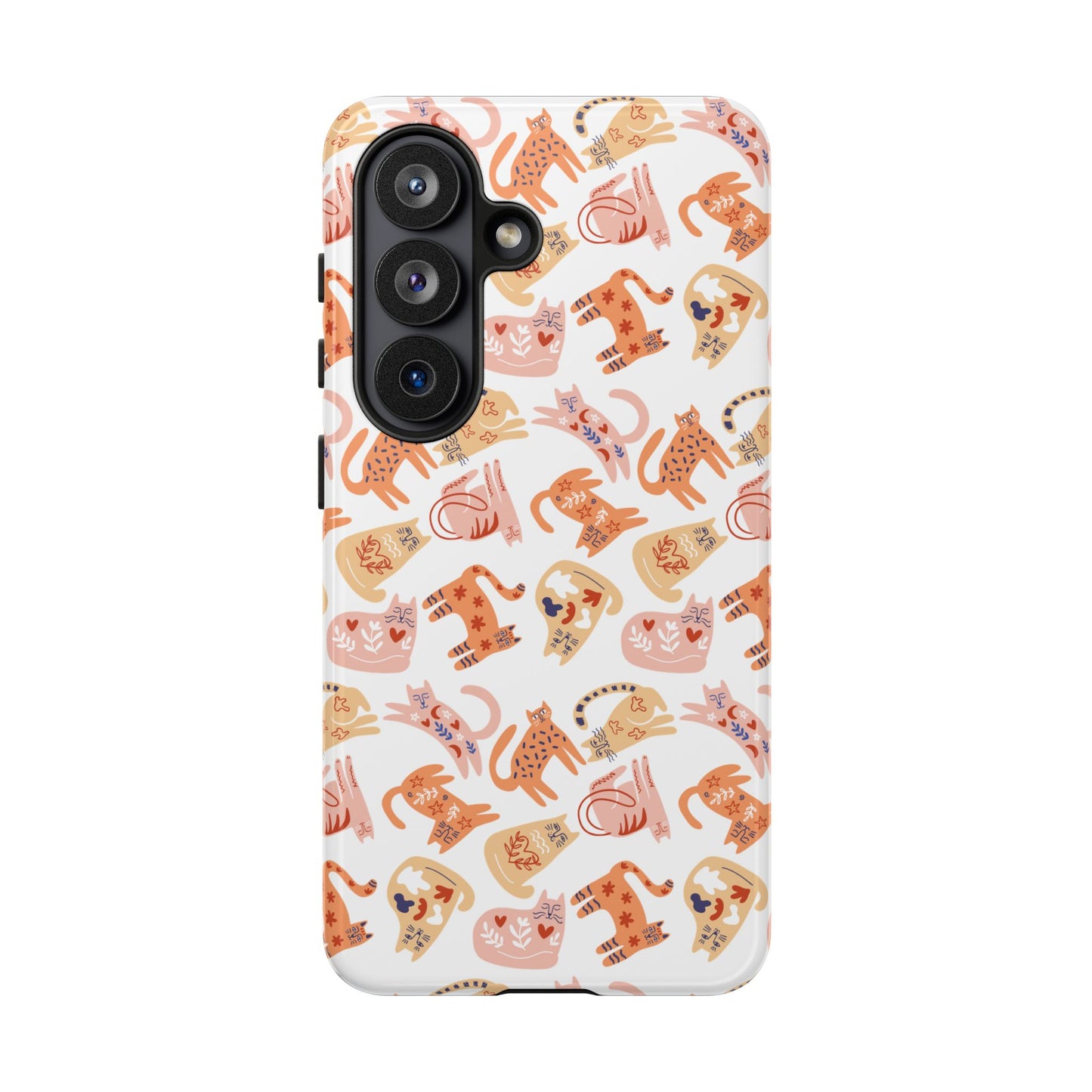 Scandinavian Folk Art Cat Phone Case - iPhone 17 / 17 Air / 17 Pro Max, Samsung Galaxy S26, Google Pixel | Matte & Glossy