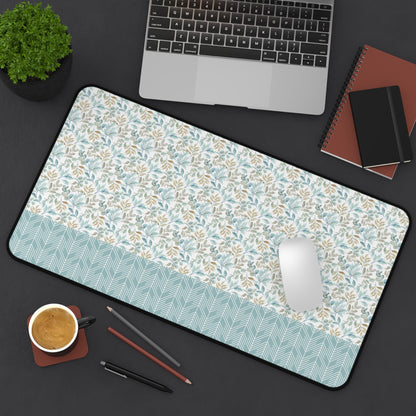 Floral Desk Mat with Geometric Pattern, Hemmed Edges, Stylish Work Surface, Home Office Decor, Gift for Students, Large Computer Mouse Pad
