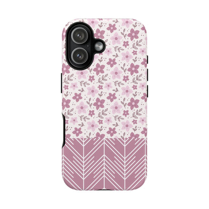 Pink Floral Tough Phone Case - iPhone 17 / 17 Air / 17 Pro Max, Samsung Galaxy S26, Google Pixel | Matte & Glossy