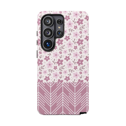 Pink Floral Tough Phone Case - iPhone 17 / 17 Air / 17 Pro Max, Samsung Galaxy S26, Google Pixel | Matte & Glossy