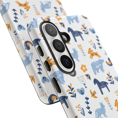 Scandinavian Animal Folk Art Phone Case - iPhone 17 Series, Samsung Galaxy S26, Google Pixel | Matte & Glossy