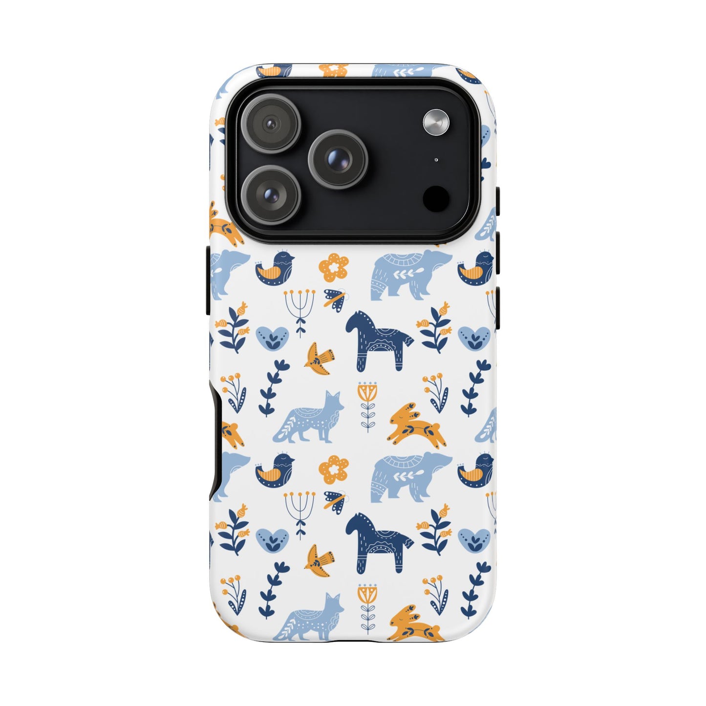 Scandinavian Animal Folk Art Phone Case - iPhone 17 Series, Samsung Galaxy S26, Google Pixel | Matte & Glossy