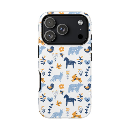 Scandinavian Animal Folk Art Phone Case - iPhone 17 Series, Samsung Galaxy S26, Google Pixel | Matte & Glossy