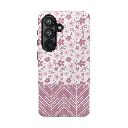 Pink Floral Tough Phone Case - iPhone 17 / 17 Air / 17 Pro Max, Samsung Galaxy S26, Google Pixel | Matte & Glossy