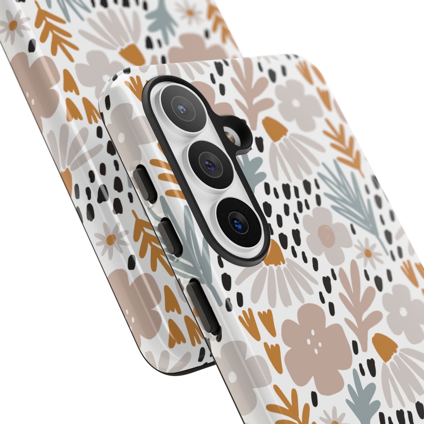 Two-Tone Floral Tough Phone Case - iPhone 17 / 17 Air / 17 Pro Max, Samsung Galaxy S26, Google Pixel | Matte & Glossy