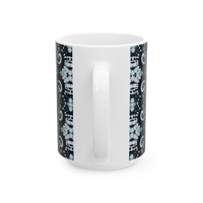 Tie Dye Ceramic Artistry Mug, Shibori Artistic Coffee Cup, Coffee Lover Gift, Deep Indigo Tea Cup Coffee Mug, Dishwasher Safe Microwave Safe
