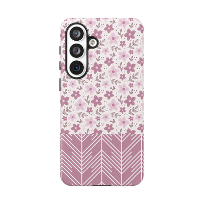 Pink Floral Tough Phone Case - iPhone 17 / 17 Air / 17 Pro Max, Samsung Galaxy S26, Google Pixel | Matte & Glossy