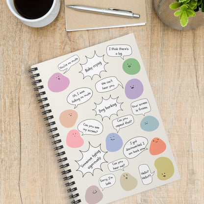Spiral Notebook for Everyday Use, Work from Home, Conference Call Bingo, Funny Gift for Coworker, Journaling, Home Office, Cute Blob Design