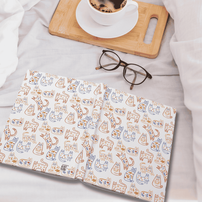 Hardcover Journal, Scandinavian Folk Art Cat Design Notebook, Secret Santa Christmas Gift, White Elephant Gift for Cat Lovers