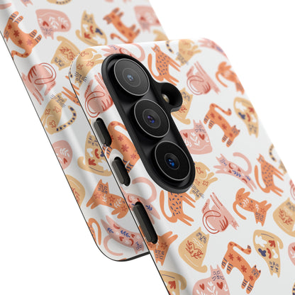 Scandinavian Folk Art Cat Phone Case - iPhone 17 / 17 Air / 17 Pro Max, Samsung Galaxy S26, Google Pixel | Matte & Glossy