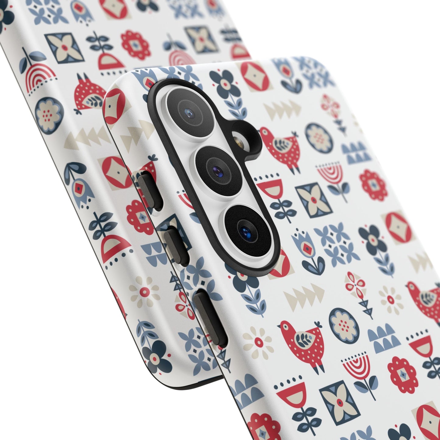 Scandinavian Bird & Floral Folk Art Phone Case - iPhone 17 / 17 Air / 17 Pro Max, Samsung Galaxy S26, Google Pixel | Matte & Glossy