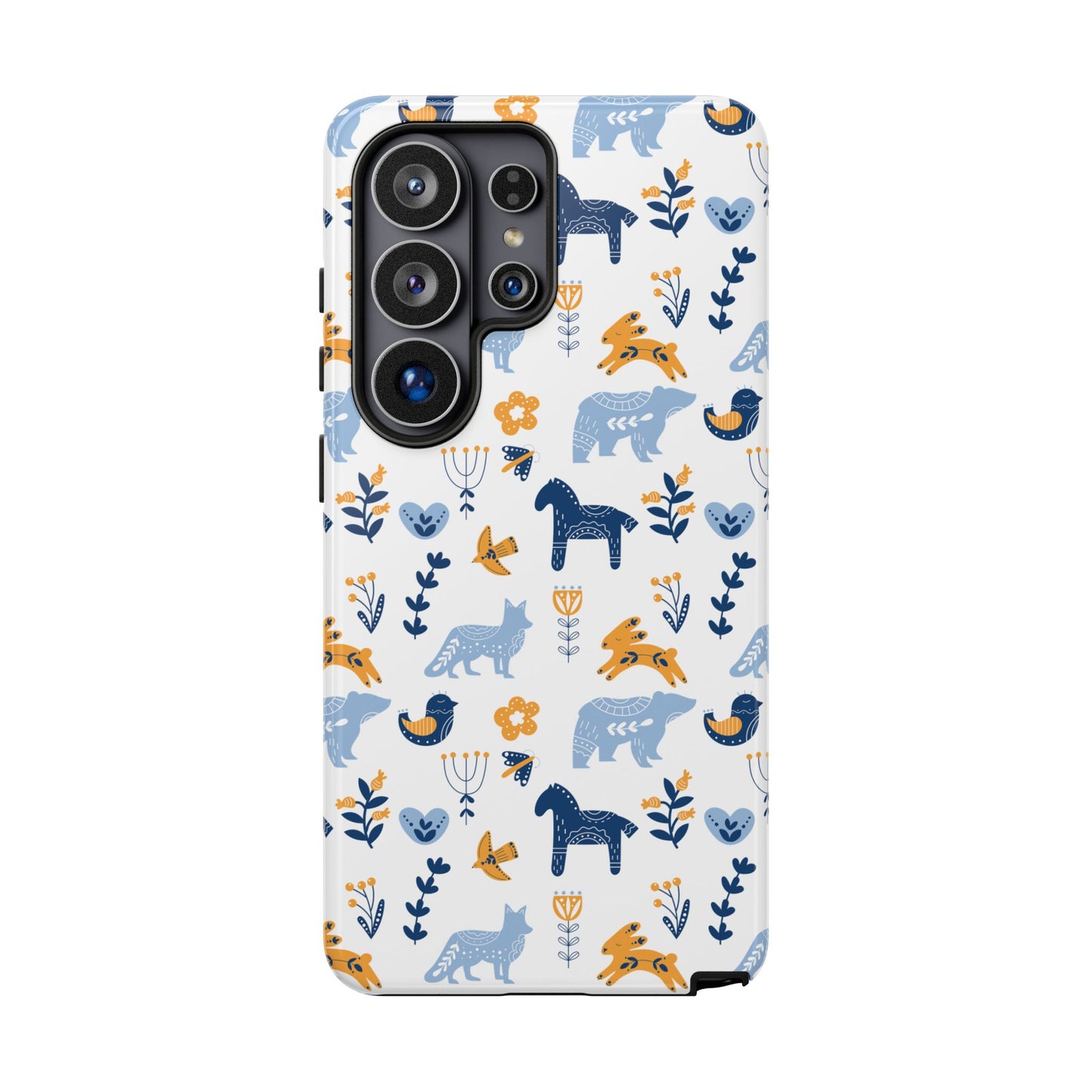 Scandinavian Animal Folk Art Phone Case - iPhone 17 Series, Samsung Galaxy S26, Google Pixel | Matte & Glossy