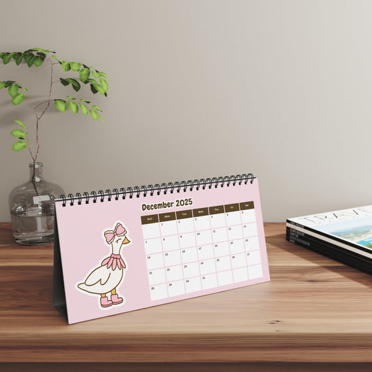 Silly Goose Desk Calendar August 2025 to July 2026 Coquette Academic Planner Duck School Calendar, Back to School Gift for Students Teachers