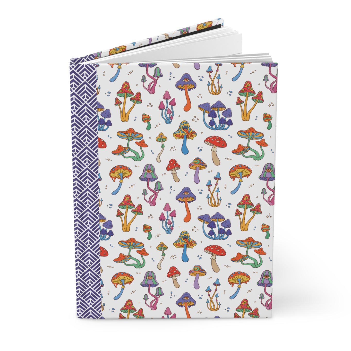 Hardcover Journal, Bright Colorful Whimsical Psychedelic Mushroom Design