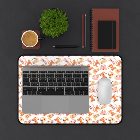 Desk Mat Scandinavian Folk Art Inspired Design, Home Office Decor, Nordic Art, Hygge, Work from Home Essentials, Scandi Cat Design