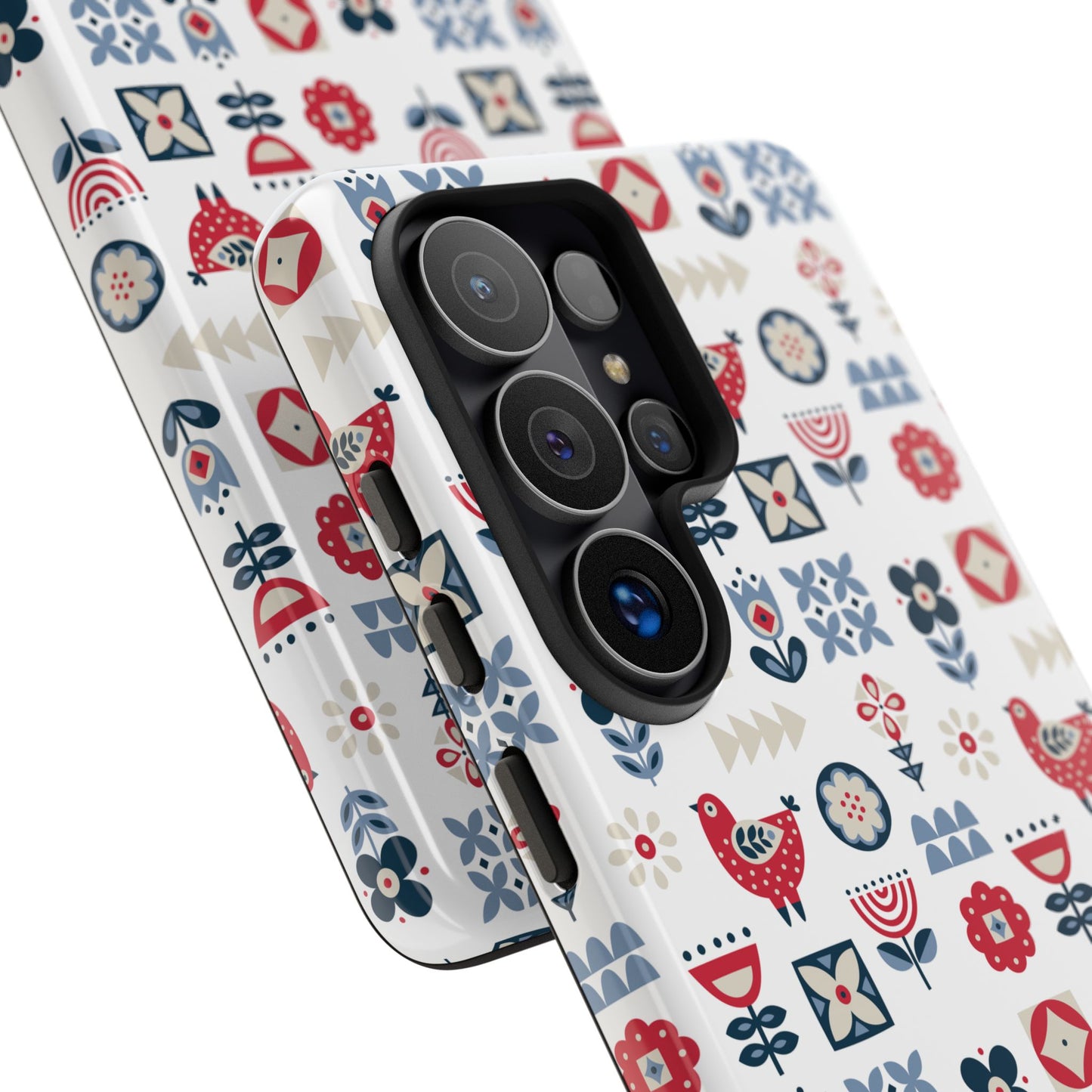 Scandinavian Bird & Floral Folk Art Phone Case - iPhone 17 / 17 Air / 17 Pro Max, Samsung Galaxy S26, Google Pixel | Matte & Glossy