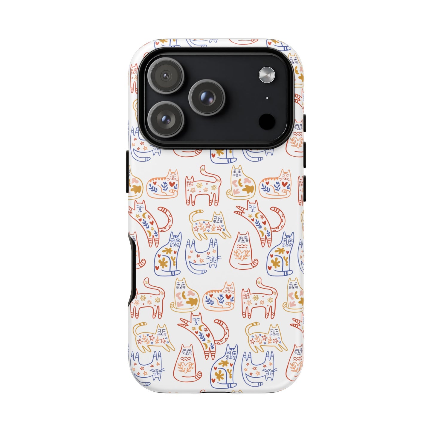 Scandinavian Folk Art Cat Print Phone Case - iPhone 17 / 17 Air / 17 Pro Max, Samsung Galaxy S26, Google Pixel | Matte & Glossy