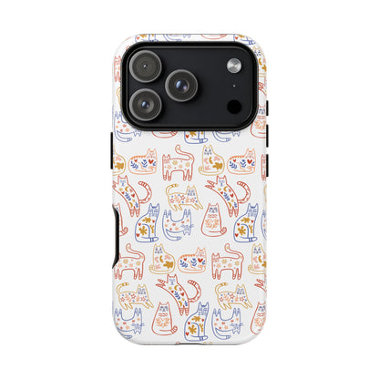 Scandinavian Folk Art Cat Print Phone Case - iPhone 17 / 17 Air / 17 Pro Max, Samsung Galaxy S26, Google Pixel | Matte & Glossy