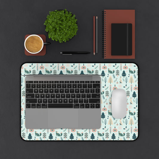 Scandinavian Inspired Design Forest Scene Desk Mat, Boho Desk Accessories, Nature Lover Gift, Home Office Decor, Wildlife Theme
