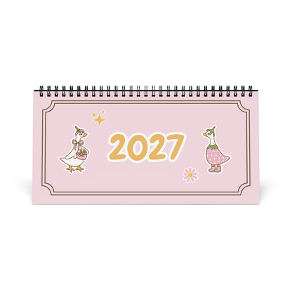 2027 Desk Calendar - Silly Goose Coquette Duck Calendar, Christmas and New Year Gift for Teachers, Students, Coworkers