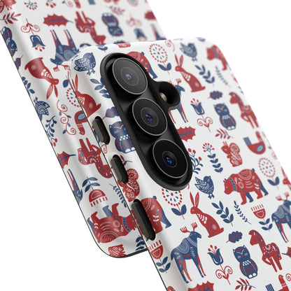 Scandinavian Animal Folk Art Phone Case - iPhone 17 / 17 Air / 17 Pro Max, Samsung Galaxy S26, Google Pixel | Matte & Glossy