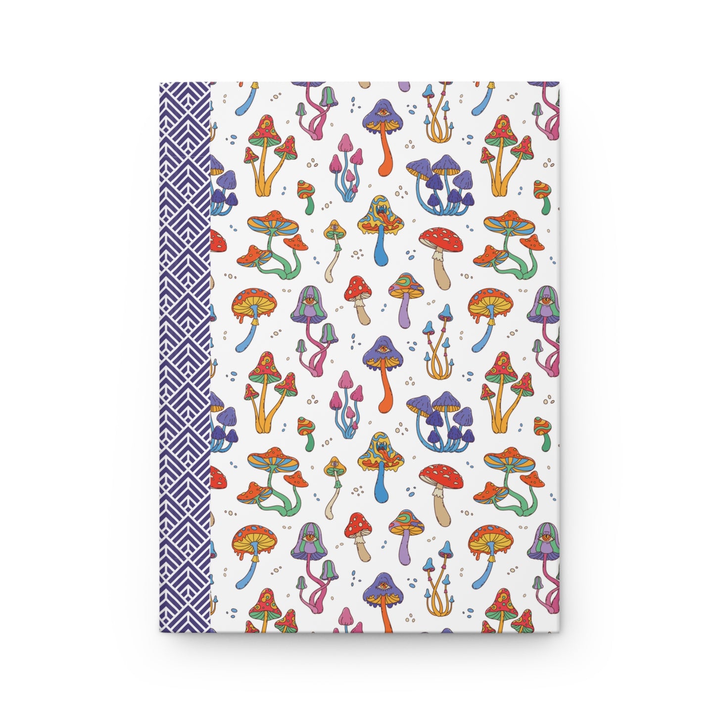 Hardcover Journal, Bright Colorful Whimsical Psychedelic Mushroom Design
