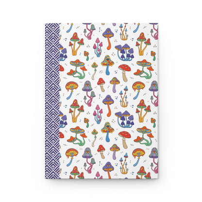Hardcover Journal, Bright Colorful Whimsical Psychedelic Mushroom Design