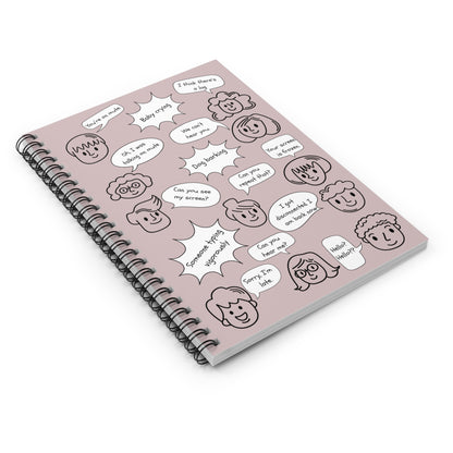Funny Spiral Notebook - Ruled Line with Document Pocket, Dusty Rose, Work from Home Essentials, Conference Call Bingo, You're on Mute