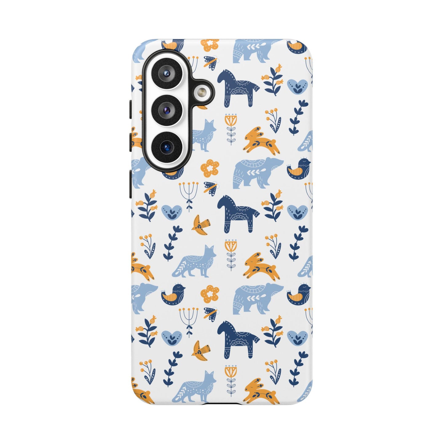 Scandinavian Animal Folk Art Phone Case - iPhone 17 Series, Samsung Galaxy S26, Google Pixel | Matte & Glossy