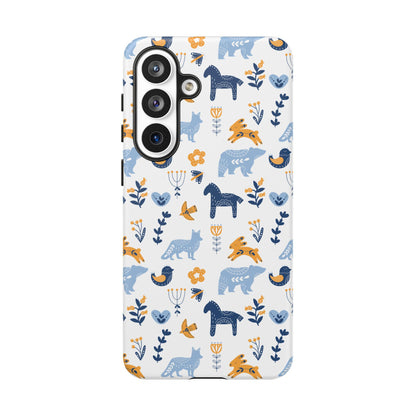Scandinavian Animal Folk Art Phone Case - iPhone 17 Series, Samsung Galaxy S26, Google Pixel | Matte & Glossy