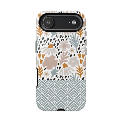 Two-Tone Floral Tough Phone Case - iPhone 17 / 17 Air / 17 Pro Max, Samsung Galaxy S26, Google Pixel | Matte & Glossy