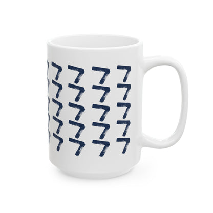 Navy Pattern Ceramic Coffee Mug, Distressed Brush Pattern Indigo Tea Cup for Home, Office, Cute Coffee Cup, Tea Lover's Mug, Unisex gift
