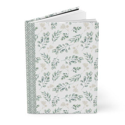 Hardcover Journal Eucalyptus Floral Design, Elegant Notebook, Eco-Friendly Diary, Gift for Writers, Journaling, Greenery Design