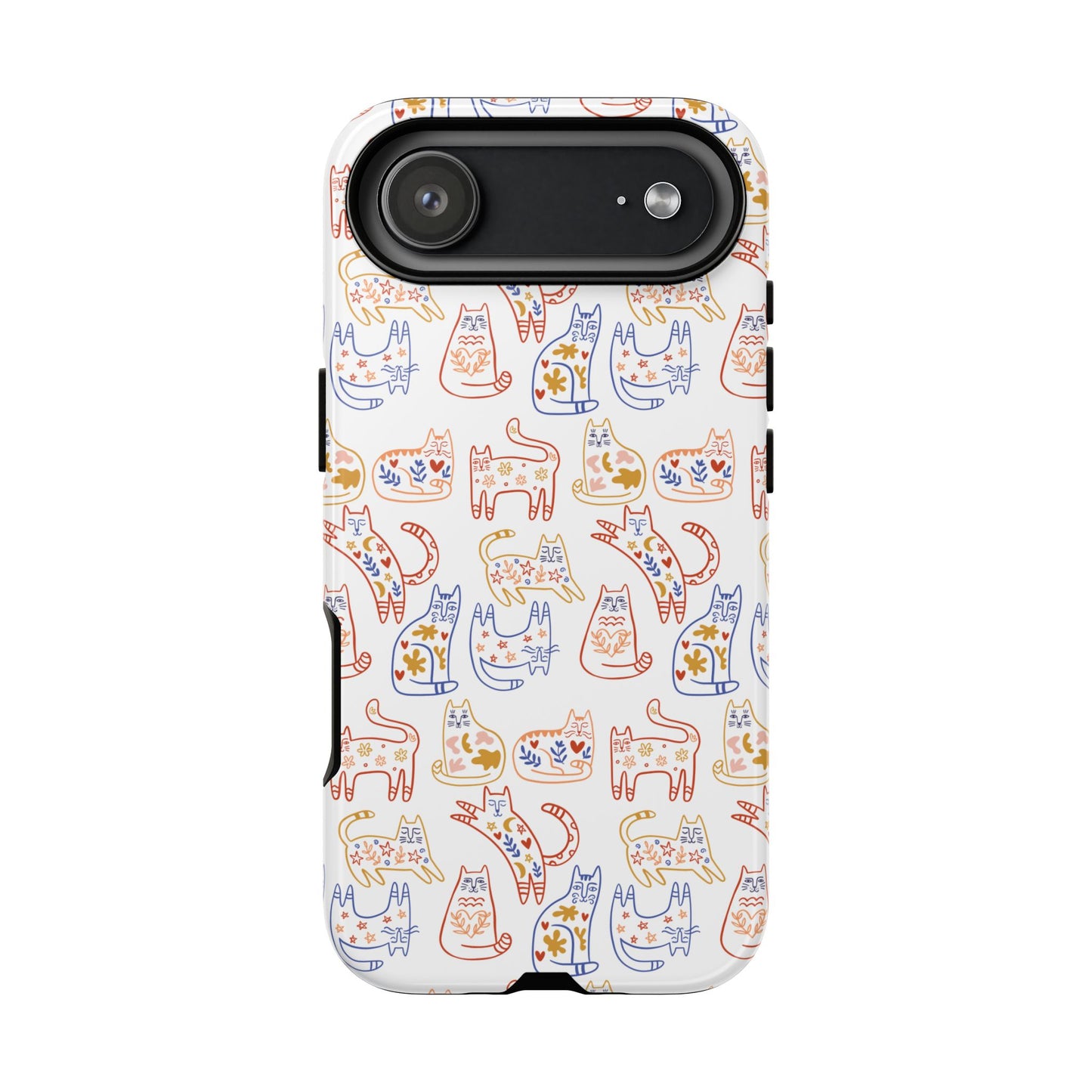 Scandinavian Folk Art Cat Print Phone Case - iPhone 17 / 17 Air / 17 Pro Max, Samsung Galaxy S26, Google Pixel | Matte & Glossy
