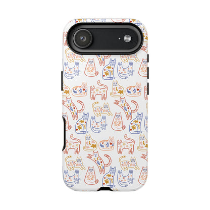 Scandinavian Folk Art Cat Print Phone Case - iPhone 17 / 17 Air / 17 Pro Max, Samsung Galaxy S26, Google Pixel | Matte & Glossy