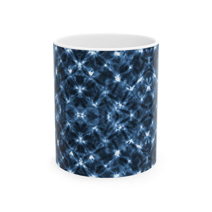 Tie Dye Shibori Print Ceramic Coffee Mug | Indigo Indian Design, Blue and White Tea Cup, Gift for Coffee Lovers, Gift for Her, Gift for Boss