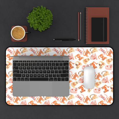 Desk Mat Scandinavian Folk Art Inspired Design, Home Office Decor, Nordic Art, Hygge, Work from Home Essentials, Scandi Cat Design