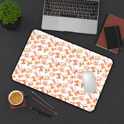 Desk Mat Scandinavian Folk Art Inspired Design, Home Office Decor, Nordic Art, Hygge, Work from Home Essentials, Scandi Cat Design