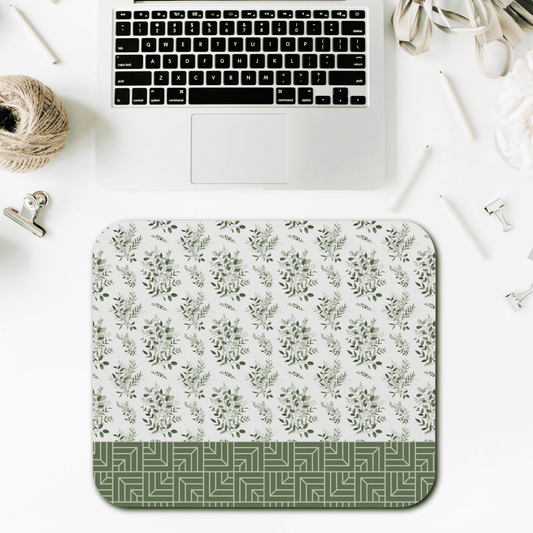 Elegant Floral Mouse Pad, Greenery Desk Accessory, Office Gift, Nature-Inspired Home Decor, Ideal for Work or Study