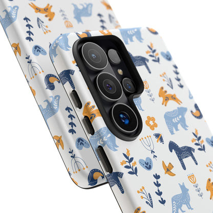 Scandinavian Animal Folk Art Phone Case - iPhone 17 Series, Samsung Galaxy S26, Google Pixel | Matte & Glossy
